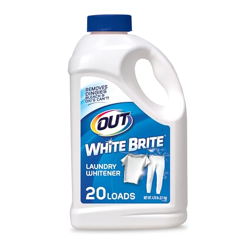 OUT White Brite Laundry Whitener Bleach Alternative, Stain Remover Detergent Booster Powder for Clothes, 4 Pound 12 Ounce Bottle