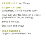 Golden Moon Tea Organic Jasmine Pearls Green Tea - Loose Leaf Dragon Pearls, Premium Grade, Non GMO - Half Pound (96 Servings)