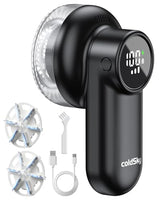 coldSky Rechargeable Fabric Shaver, Lint Shaver with Digital Display, Sweater Shaver with 6-Leaf Blades and Safety Lock, 3-Speeds Defuzzer Remove