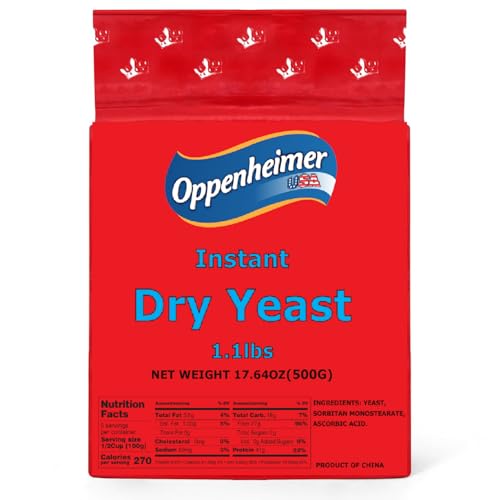 Instant Dry Yeast - 1.1 lb (500g) - Fast-Acting Yeast for Baking, Bread, Pizza Dough, and More, Kosher,