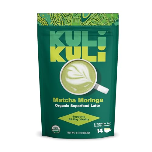 Kuli Kuli Matcha Moringa Organic Superfood Latte - Matcha Green Tea Powder for Natural Caffeine & Antioxidants with Moringa and Lion’s Mane