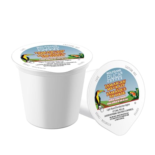 Wolfgang Puck Coffee Jamaican Me Crazy Flavored Coffee Single Serve Cups for Keurig, 24 Count (060731740002)