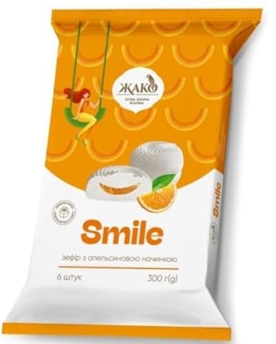Jako Zefir Smile With Orange Filling Marshmallow 10.58 oz / 300 gr Product of Ukraine (1 Pack)