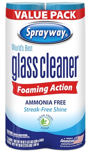 Sprayway Glass Cleaner Foaming Aerosol Spray, 19oz, Pack of 2 | Ammonia-Free, Streakless, Fast-Acting | Cleans & Polishes Glass Surfaces | Fresh