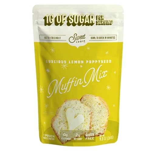 Sweet Logic Keto Baking Mix - Lemon Muffin - Gluten-Free - Dairy Free - Diabetic-Friendly - High Protein - Low Sugar - Low Carb - Quick 20-Minute Prep (1-2G Carbs Per Serving)