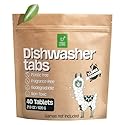 Dish Washing Machine Tablets, Pack of 40 - Fragrance-Free, PVA-Free, Non-Toxic Dishwasher Tablets in Compostable Packaging - Women-Owned Company