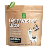 Dish Washing Machine Tablets, Pack of 40 - Fragrance-Free, PVA-Free, Non-Toxic Dishwasher Tablets in Compostable Packaging - Women-Owned Company