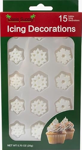 Christmas Holidays Edible Cake Decorations - Candy or Cupcake Topper - 15 Count Snowflake Assortment