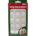 Christmas Holidays Edible Cake Decorations - Candy or Cupcake Topper - 15 Count Snowflake Assortment
