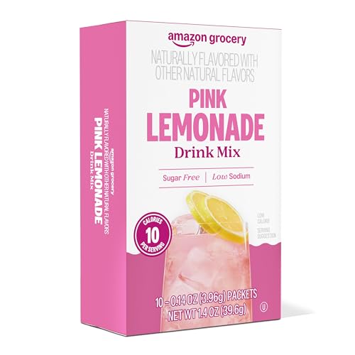 Amazon Grocery, Pink Lemonade Drink Mix, 10 packets, 1.4 Oz