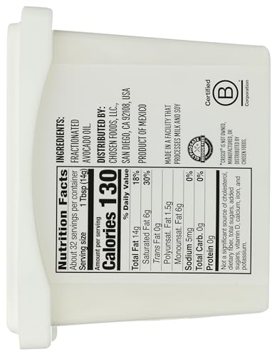 Chosen Foods Avocado Oil, Shortening 16 Oz - All Purpose Baking & Frying Shortening made from 100% pure avocados - Non-GMO, Gluten-Free, Keto Friendly