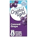 Crystal Light Drink Mix, 6 Pitcher Packets, for Flavorful Hydration and Shareable Refreshment, Concord Grape Artificially flavored, Zero Sugar, Low