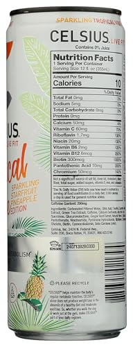 CELSIUS Sparkling Tropical Vibe, Functional Essential Energy Drink, 12 Fl Oz