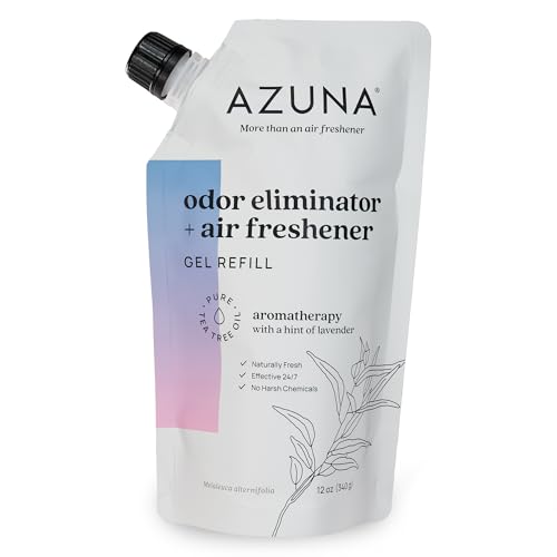 Azuna Air Freshener and Odor Eliminator for Strong Odor Gel 12oz Refill Pouch | Plant-Based & Long Lasting | Pet, Smoke, Home and Bathroom |