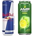 Amp Energy Drink Original and Red Bull Energy Drink Original Combo Pack, 16fl.oz. (Pack of 8)