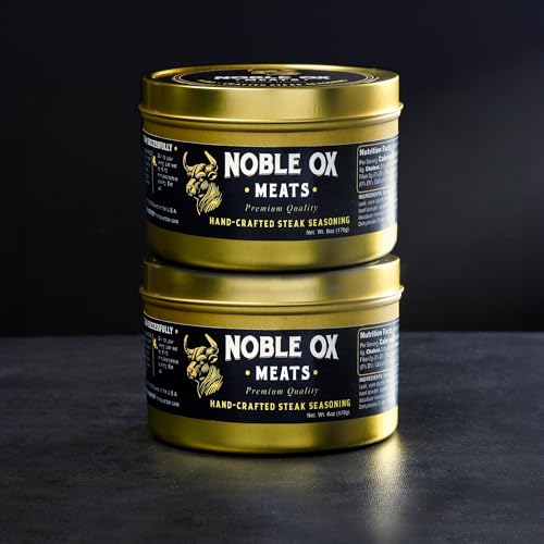 Noble Ox Hand-Crafted Meats Seasoning for Steak, Chicken, and Veggies - 6 oz (170g) Aromatic Herb & Spice Blend (Two Pack)