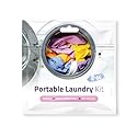 Portable Laundry Kit - Travel Clothes Cleaning Essentials with Liquid Detergent, Stain Remover Wipe, Dryer Sheet & Laundry Bag - Bulk Supply