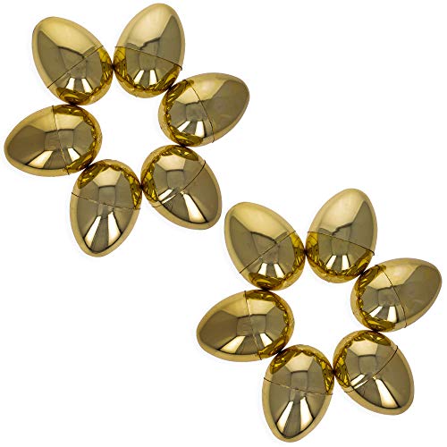 BestPysanky Set of 12 Very Shiny Golden Plastic Easter Eggs, 2.25 Inches