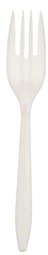Crystalware FPPWP1000 Disposable Medium Weight PP Plastic Forks, White (Pack of 1000)