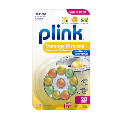Plink Garbage Disposer Freshener and Cleaner, Sink Disposal Odor Eliminator, Quick and Easy-to-Use Capsules, Septic-Friendly, Citrus Scents, 20 Count