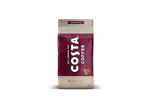Costa Coffee Ground Medium Roast 12 Oz Bag, Caramel & Nutty Flavor, Perfect for Drip, 100% Columbia Arabica Beans, Smooth