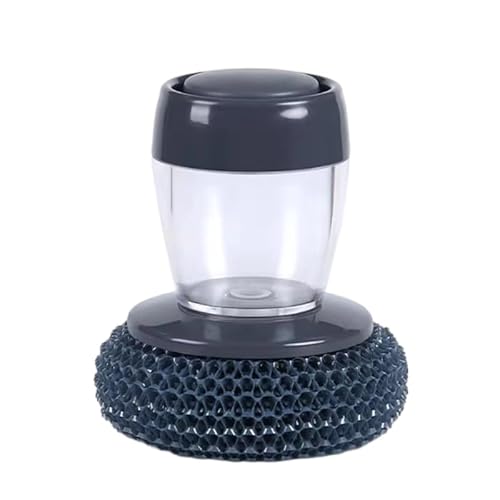 Press-Type Automatic Soap Pot Brush - 3-in-1 Self-Filling, Non-Scratch for Pot Pan & Stovetop Cleaning.