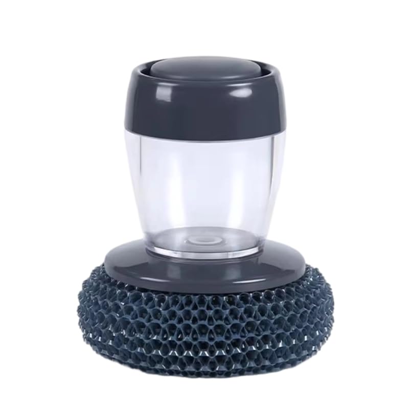 Press-Type Automatic Soap Pot Brush - 3-in-1 Self-Filling, Non-Scratch for Pot Pan & Stovetop Cleaning.