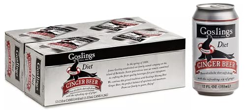 Goslings Diet Ginger Beer Cans of 12 fl oz Each | Ginger Beer Sugar Free For Moscow Mule And Mixers For Alcoholic Drinks (24)