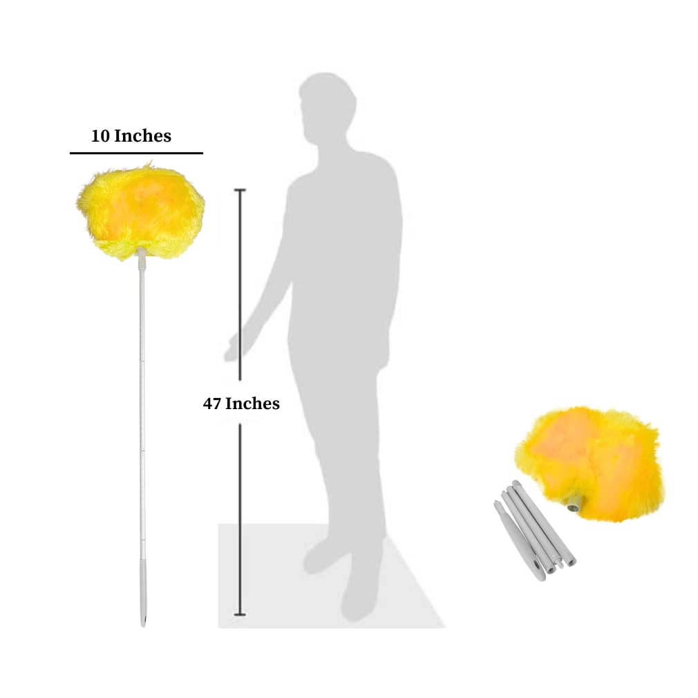 Evelots Ceiling Fan Blade Brush Cleaner - Long Extension Pole - Brush Both Sides at the Same Time - Scratch Resistant Microfiber Feather Cobweb Duster