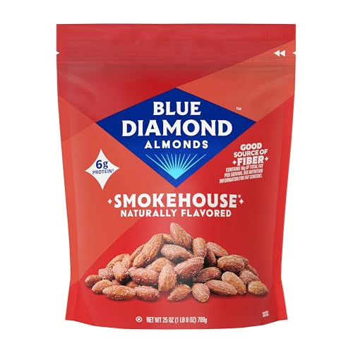 Blue Diamond Almonds, Smokehouse Flavored Snack Nuts, Plant-Based Protein and Fiber Snacks, Gluten Free Iconic Flavor Salty Nuts, Great for Events