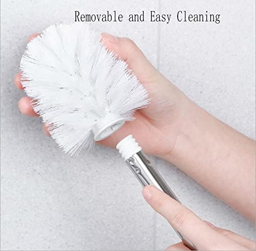 6PCS Toilet Brush Plastic Toilet Brushes Toilet Bowl Cleaner Brush Toilet Replacement Brush Bathroom Cleaning Brushes with Stainless Steel Handle