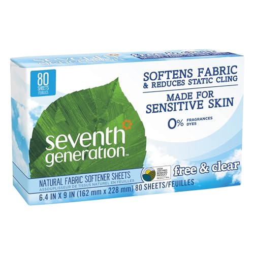 Seventh Generation Free & Clear Fabric Softner Sheets (12x80 CT)- 1 Pack