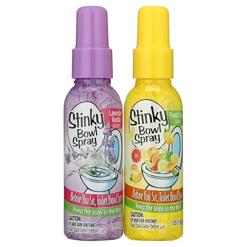 Set of 2 Stinky Bowl Spray 1.85oz - Before You Go Toilet Bathroom Deodorizer - Features Fresh Citrus Scent and Lavender Scent!