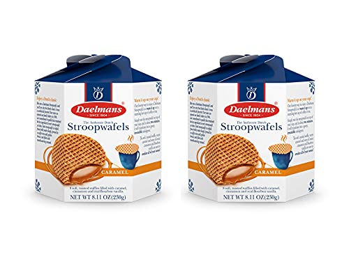 DAELMANS Stroopwafels, Dutch Waffles Soft Toasted, 2 Pack Assortment, Caramel, Office Snack, Kosher Dairy, Authentic Made In Holland, 8 Stroopwafels