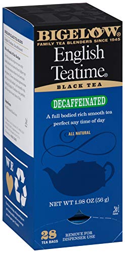 Bigelow Decaffeinated English Teatime Tea 28-Count Boxes (Pack of 6) Premium Bagged Caffeine-Free Black Tea Antioxidant-Rich All Natural Decaffeinated