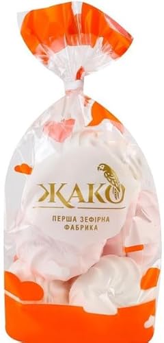 Zhako Zefir Marshmallow White - Pink GMO Free 17.6 oz / 500 gr Product of Ukraine (1 Pack)