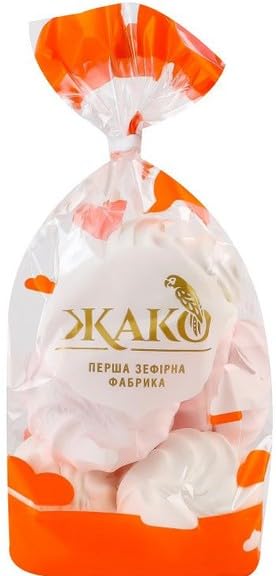 Zhako Zefir Marshmallow White - Pink GMO Free 17.6 oz / 500 gr Product of Ukraine (1 Pack)