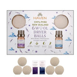 Haven Wool Dryer Balls with Essential Oils - 6-Pack Natural Reusable Laundry Balls with Lavender & Ocean Scents - Eco-Friendly Fabric Softener