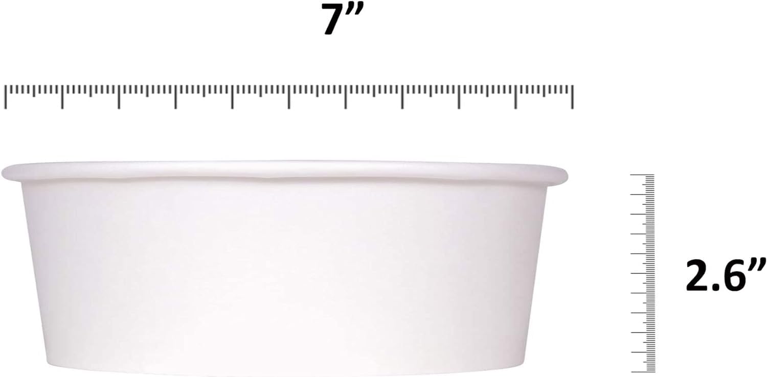 Basidi [100 Pack 42oz Disposable White Paper Round Bowl with Plastic Lids, Round Shape Paper Bowls White Paper Salad Bowl for Soup Stews