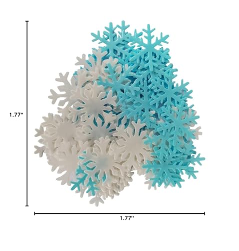 Homankit 50Pcs Edible Cake Cupcake Toppers Snowflakes Christmas Winter Party Decoration White and Blue