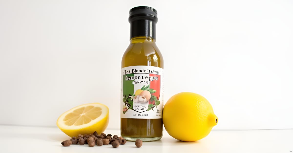 The Blonde Italian Lemon Love Set - Lemon Pepper Vinaigrette (12oz) & Garlic Lemon Pepper Spice Blend (3.5oz) - Made with Olive Oil, Herbs & Spices