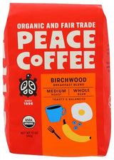 Peace Coffee, Birchwood Organic Whole Bean, 12 Ounce