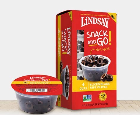 Lindsay Sliced Black Olive Snack Cups, 4- 1.2 oz cups (4.8 oz)