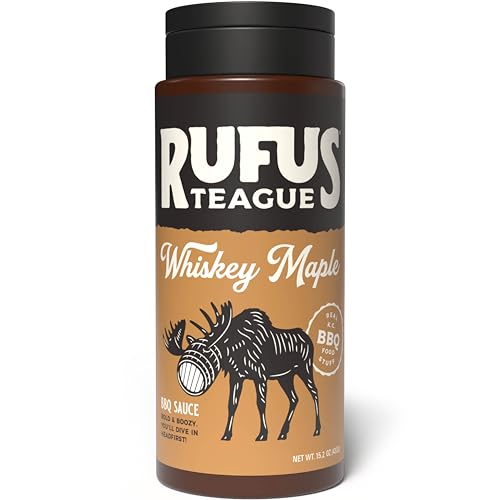 Rufus Teague Whiskey Maple BBQ Sauce, Flip Top Squeeze Bottle, 15.2 oz