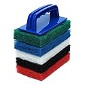 Pro-Graad 6pcs Scrubbing Pad Kit Interchangeable Reusable Handle | 5 Different Scrubbing & Scouring Pads: Red, White, Blue, Green, Black |