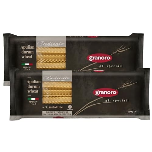 Granoro Dedicato Mafaldine No.5, Authentic Italian Pasta, 100% Made from Puglia Durum Wheat Semolina, Rougher Texture For Maximum Sauce Retention, 1.1