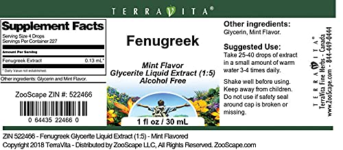 Fenugreek Glycerite Liquid Extract (1:5) - Mint Flavored (1 oz, ZIN: 522466) - 3 Pack