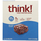 think! Protein Bars, High Protein Snacks, Gluten Free, Sugar Free Energy Bar with Whey Protein Isolate, Brownie Crunch, Nutrition Bars Without