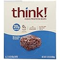 think! Protein Bars, High Protein Snacks, Gluten Free, Sugar Free Energy Bar with Whey Protein Isolate, Brownie Crunch, Nutrition Bars Without