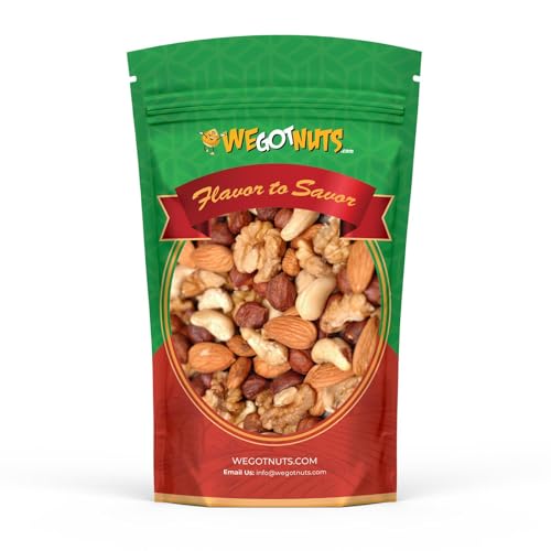 Raw Deluxe Unsalted Mixed Nuts- Premium Quality Kosher Mixed Nuts Snack by We Got Nuts- Natural Rich Flavor Cashews, Walnuts, Almonds, Pecans